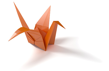 A paper crane to match our theme and bring attention to our client endorsements